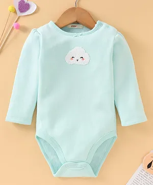 Fox Baby Full Sleeves Winter Wear Onesie Cloud Embroidered - Blue