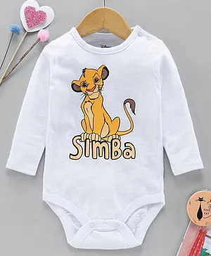 Fox Baby Full Sleeves Onesie Simba Print - White