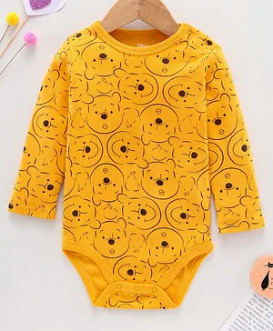 Fox Baby Full Sleeves Onesie Bear Print - Yellow