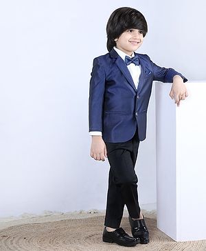 Babyhug Full Sleeves 3 Piece Party Suit - Blue
