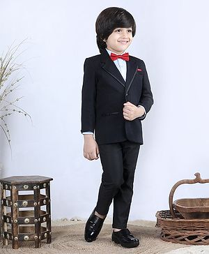 Babyhug 3 Piece Full Sleeves Party Suit - Black