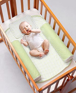 Babyhug 100% Premium Cotton Pillow Bolster & Diaper Changing Mat Set of 4- Polka Dots Green Babyhug 100% Premium Cotton Pillow Bolster & Diaper Changing Mat Set of 4- Polka Dots Green