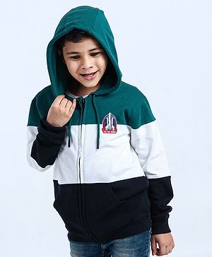 Pine Kids Full Sleeves Bio Wash Hooded Sweatshirt - Green