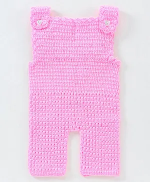 Richhandknits Sleeveless Handknitted Dungaree Style Sweater- Pink