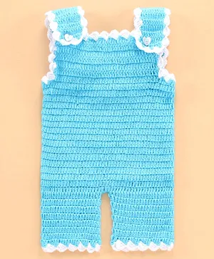 Richhandknits Sleeveless Handknitted Dungaree Style Sweater- Blue