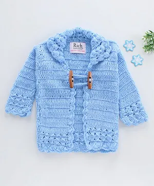 Rich Handknits Toggle Button Handknitted Sweater - Sky Blue