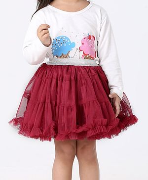 Babyhug Knee Length Party Wear Skirt Solid Color - Maroon