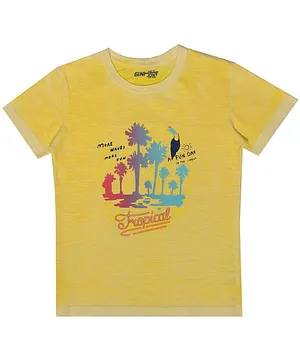 GINI & JONY Tropical Chest Print Half Sleeves Tee - Yellow
