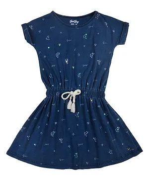 GINI & JONY Short Sleeves Printed Dress - Blue