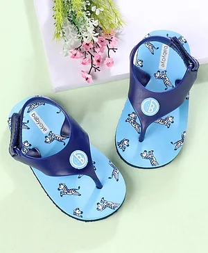 Babyoye Flip Flops Animal Print - Blue