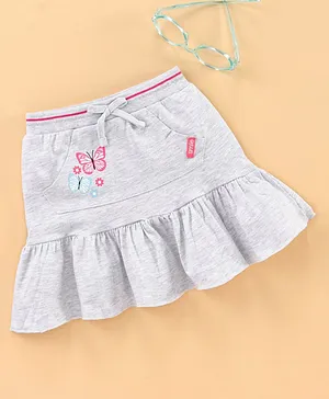 Babyhug Mid Thigh Skirt Butterfly Print - Grey
