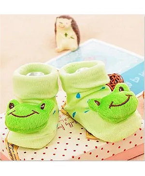 Flaunt Chic Frog Baby Socks - Green