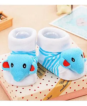 Flaunt Chic Mouse Detailing Striped Baby Socks - Blue
