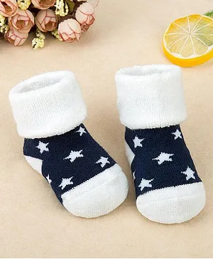 Flaunt Chic All Over Stars Printed Socks - Navy Blue