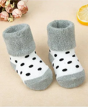 Flaunt Chic Polka Dot Printed Socks - Grey