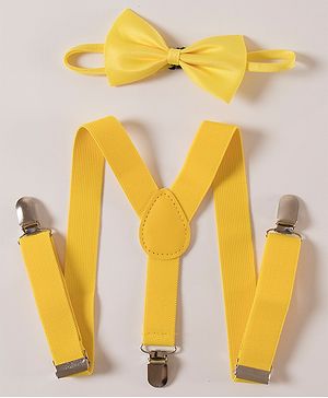 Pine Kids Free Size Bow and Suspender Set - Yellow