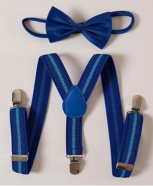 Pine Kids Free Size Bow and Suspender Set - Blue