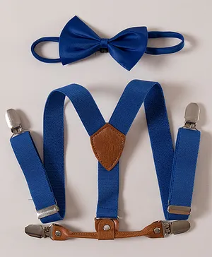 Pine Kids Free Size Bow and Suspender Set - Blue