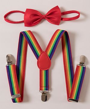 Pine Kids Free Size Bow and Suspender Set - Multicolour