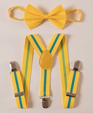 Pine Kids Free Size Bow and Suspender Set - Yellow