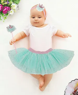 Baby Moo Icy Princess Tutu Skirt With Crown Wand & Headband - Blue