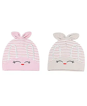 Baby Moo Pack Of 2 Bunny Design Cap - Pink