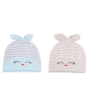 Baby Moo Pack Of 2 Bunny Design Cap - Blue