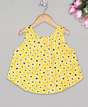 Budding Bees Sleeveless Daisy Print Top - Yellow