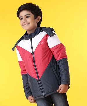 Pine Kids Full Sleeves Color Block Hooded Jacket - Red