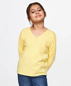 AND Girl Full Sleeves Textured Top - Yellow