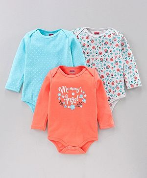 Babyhug Full Sleeves Printed Onesies Pack of 3 - Multicolor