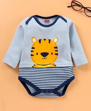 Babyhug Full Sleeves Onesies Tiger Print - Blue