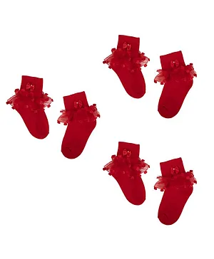 NEXT2SKIN Frill 3 Pairs Of Socks  - Red