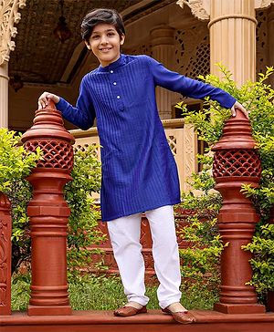 Pine Kids Full Sleeves Kurta & Pyjama - Blue White