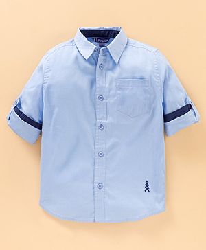 Pine Kids Full Sleeves Shirt Solid Color - Blue