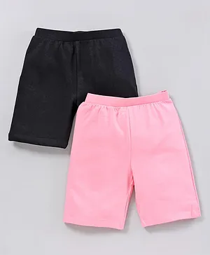 Pine Kids Anti-microbial & Biowashed Cotton Lycra Shorts Soild - Pink Black