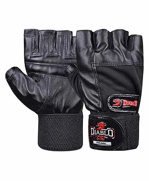 DIABLO Prime Leather Gym Gloves - Black