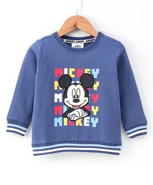 Babyhug Full Sleeve Sweatshirt Mickey Mouse Print - Navy