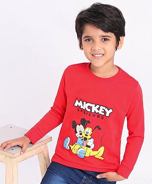 Babyhug Full Sleeve Sweatshirt Mickey & Friends Print - Red