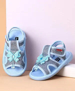 Cute Walk by Babyhug Party Wear Sandals Butterfly Appliques - Blue