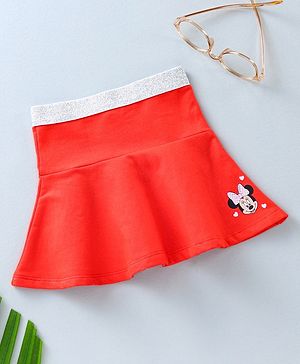 Babyhug Mid Thigh Length Skirt Minnie Mouse HD Print - Fiery Red
