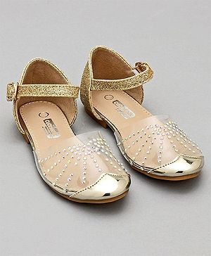 Cute Walk by Babyhug Party Wear Ballerina Studded Detailing  - Golden