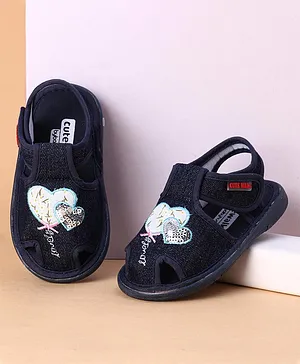 Cute Walk by Babyhug Sandals Heart Embroidery - Navy