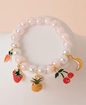 Pine Kids Detailed Bracelet with Fruit Charms & Pearls - Multicolour