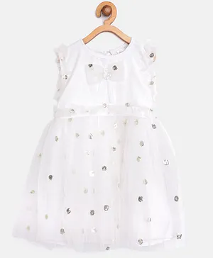 Bella Moda Sleeveless Sequin Embellished Dress - White