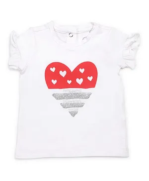 Chicco Short Ruffled Sleeves T-Shirt Heart Print - White