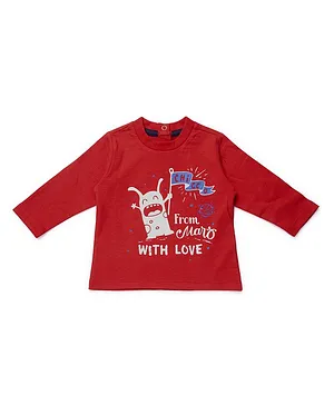 Chicco Full Sleeves T-Shirt Text Print - Red