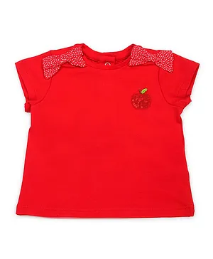 Chicco Short Sleeve T-Shirt With Sequin Apple Motif - Medium Red (6 to 9 Months)