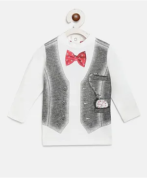 Chicco Full Sleeves Waistcoat Printed T-Shirt - White