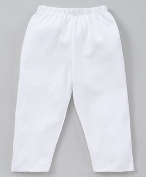 Babyhug Full Length Solid Pajamas - White